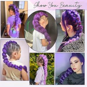 Ex155 Lot de trois tresses synthétiques violet foncé de 30 pouces, à pointe en U, cheveux raides, pour femmes et filles - Product Image 3
