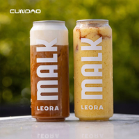 Cundao – Nouveaux contenants jetables personnalisés en PET avec couvercle en aluminium pour desserts, sodas et bubble tea, 330 ml, 500 ml, bouteilles et canettes en plastique transparent avec anneau de traction