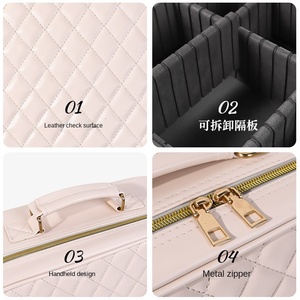 Sac de maquillage personnalisé avec éclairage LED et miroir, <span class=keywords><strong>organiseur</strong></span> portable en <span class=keywords><strong>cuir</strong></span> PU pour le rangement des cosmétiques en voyage - Product Image 5