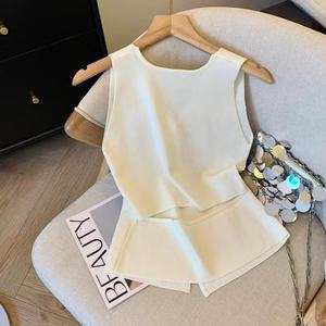 เสื้อกั๊ก2025คอวีแขนกุดสีทึบมีกระดุมมุกเสื้อฤดูร้อนสำหรับผู้หญิงนิยมมากที่สุดในฤดูร้อน - Product Image 3