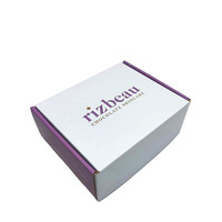 Boîte en carton ondulé personnalisée avec logo, petit format pliable, gaufrage violet-blanc, pour emballage d'expédition en gros