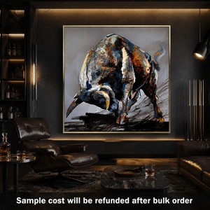Decoración de Pared, Lienzo Hecho a Mano con Textura, Toro Abstracto, Vaca de las Tierras Altas, Arte Moderno, Pintura de Animales - Product Image 2