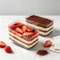 Boîte à dessert transparente en gros pour tiramisu, boîte carrée en plastique PS transparent, emballage pour gâteau, boîte d'emballage pour pâtisserie avec couvercle