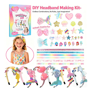 Kit de Fabrication de Serre-têtes Tendance pour Enfants, Breloques Licorne et Papillon, Fleurs en Mousse, Strass, Cadeau de Fête, Jouet - Product Image 1