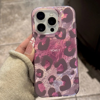 Coque de téléphone motif léopard rose émoussé amour pour Iphone 17 16 15 14 13 12 Pro Max mesures anti-chute tout compris coque dure PC