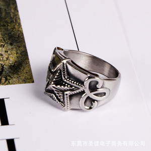 Bague étoile pour homme en alliage de zinc, étoile à cinq branches, bijoux hip hop, cadeau SA975 - Product Image 4