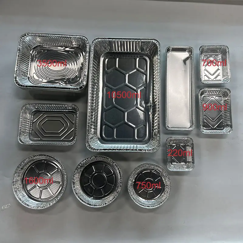 1000 Pieces Rectangular Aluminum Foil Containers/ Aluminum Foil Tray With Lid/Disposable Aluminium Pans For Food