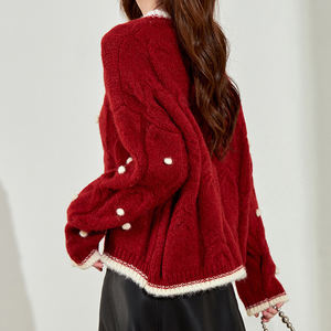 Maglione Borgogna a Trecce con Pon-Pon per <span class=keywords><strong>Donna</strong></span> - Top Retrò e Carino - Product Image 5