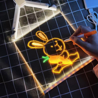 Tableau de Dessin Lumineux Effaçable pour Enfants avec Lumière pour Bricolage à Domicile, Coloriage Transparent, Peinture de Bureau, 15 cm
