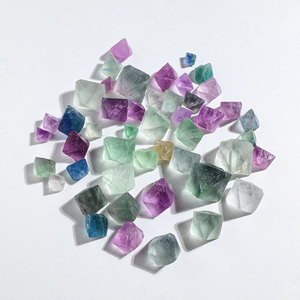 Natural Carved Crystal rainbow Fluorite Octahedron Healing Stone Quartz Crystal Crafts
