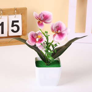 Simulación de Flores Artificiales en una Maceta Cuadrada Pequeña, 3 Orquídeas Phalaenopsis para Decoración del Hogar u Oficina, Maceta Pequeña - Product Image 6