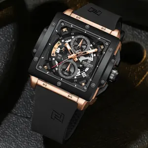 네비포스8064 쓰리 아이 식스 핀 패션 남성용 쿼츠 시계 패션 방수 실리콘 스트랩 야광 날짜 쿼츠 시계 남성용 - Product Image 5