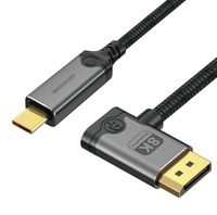 Câble USB-C vers DisplayPort coudé gauche/droite 8K 60Hz compatible Thunderbolt 3/4 pour MacBook, Huawei, Air Projector