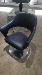 Modern Barber Chair Faux <b>Leather</b> Seat Hydraulic Pump Adjustable Height Round Base Salon Furniture Contemporary Design - Product Image 6