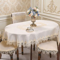 Ensemble de housses de chaise de salle à manger et nappe ovale unie, style américain, écologique, durable, infroissable et résistante à la chaleur, blanc
