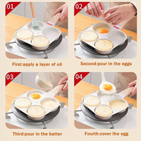 Poêle à œufs carrée antiadhésive 4 trous, tendance 2026, universelle pour cuisinière à induction, grande profondeur, pour petit-déjeuner
