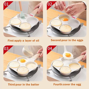 Sartén Cuadrada Moderna Antiadherente de 4 Agujeros para Huevos, Tendencia 2026, Sartén Universal para <span class=keywords><strong>Desayuno</strong></span>, Apta para Cocina de Inducción, Gran Tamaño - Product Image 4