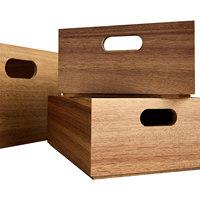 Caisse de rangement en bois massif multi-tailles à ouverture supérieure avec poignées découpées, bac de rangement empilable pour étagère de placard, rangement de vêtements à domicile, Shandong