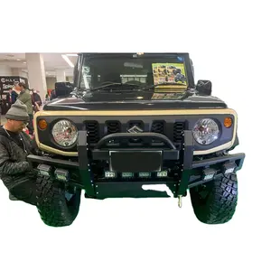 批发商4x4零件前保险杠钢保险杠套件，用于Jimny 2018 + 前保险杠 (带4pcs led灯) 在广州