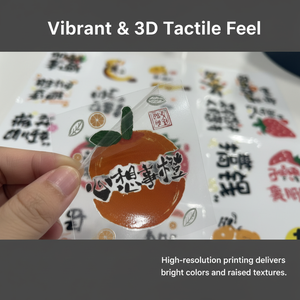 Autocollants créatifs à thème de jeu de mots amusants, autocollants 3D en relief orange pour réaliser des souhaits, imperméables, texte inspirant de grande valeur - Product Image 3