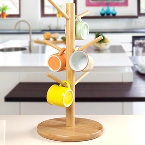 Bamboo <b>Mug</b> Drainer <b>Tree</b> Cup Holder 3 Floors With Lid For Kitchen Drink Storage - Product Image 2
