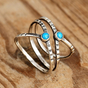 Anello Vintage Geometrico Color Turchese per Donne, Accessorio Moda Boho Minimalista per Uso Quotidiano - Product Image 1