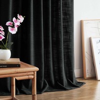 Rideaux occultants personnalisables en mélange polyester/lin de style lin, luxe européen, écologiques, design ondulé, logo personnalisé pour la maison
