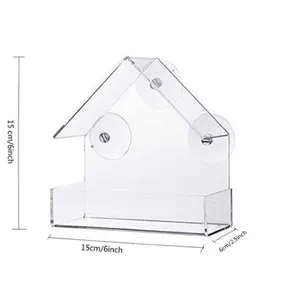 2023窗户观察托盘吸盘安装型亚克力喂鸟器屋