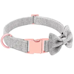 Tweed Designer Dog Collar With Gold Metal Buckle Collar Wedding Durable Adjustable For Small Medium Large Dogs