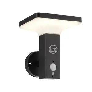 Modern solar outdoor wall lamp black Motion sensor Aluminum Solar Wall light For Hotel Garden