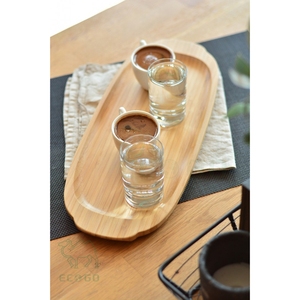 Bamboo Lacquered Solid Afternoon Tea <b>Tray</b> for Desserts Cups <b>Snacks</b> Restaurant Serving - Product Image 6