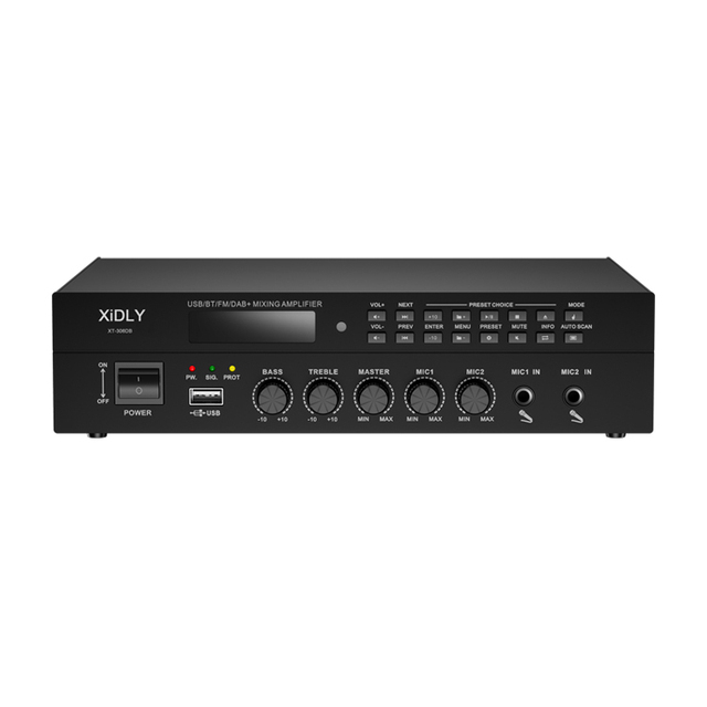 XIDLY 6 Zone 60W USB/BT/FM/DAB Mixing Amplifier with Digital for Tuner 70V/100V Line Output 3-Year Warranty
