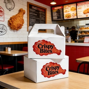 Nuevo diseño para llevar, piezas de <span class=keywords><strong>pollo</strong></span> frito coreano, caja de embalaje de comida rápida frita, contenedor de comida rápida, fiambrera de papel, biodegradable - Product Image 5