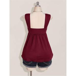 Top Peplum sin Mangas con Cuello Cruzado para Mujer, Tallas Grandes, Suave y con Fruncido, Estilo Fluido - Product Image 4