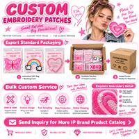 Patch brodé esthétique rose en gros, motif rétro girly, cœur souriant, papillon mignon, à thermocoller ou à coudre