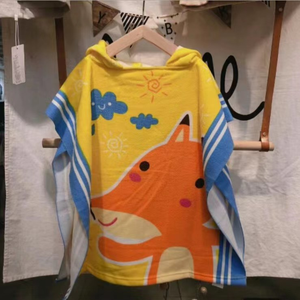 Hochwertige Mikro faser Kinder Cartoon Strand Kinder gedruckt Kapuzen handtuch Cartoon Ponchos Strand tuch - Product Image 4