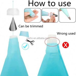 Reusable <b>Silicone</b> Piping Tips Pastry Bags Icing Smoother Couplers Frosting Tips Kids Cooking <b>Baking</b> Cake Tools - Product Image 6