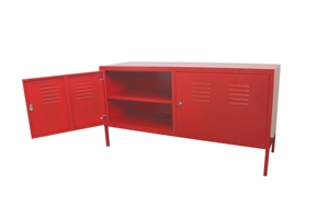 Metal TV <b>Stand</b> Cabinet Metal Colorful TV Storage 2 <b>Door</b> Red Cabinet Modern for Home Use Living Room Use - Product Image 3