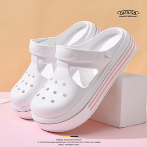 White Women's <b>Clogs</b> With Thick Soles EVA Breathable Closed Toe Outdoor Sandals - Product Image 1