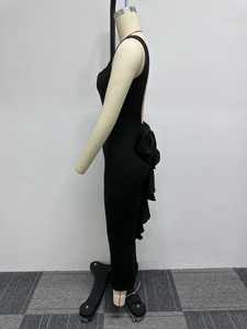 Elegante Kleider für Frauen Sexy <span class=keywords><strong>Plunge</strong></span> Rüschen Saum rücken freies Party kleid Herbst Sommer Frühling Mode Nachtclub Casual <span class=keywords><strong>Dress</strong></span> Roben - Product Image 3