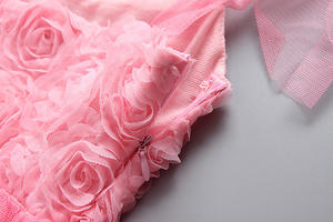 Vestito da neonata a buon mercato rosa senza maniche con taglio alla moda - Product Image 5