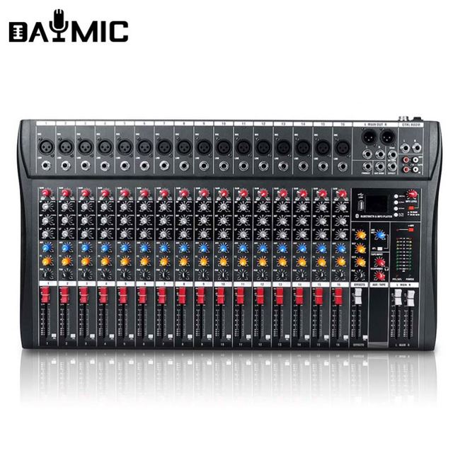 Wholesale 6 8 12 16 Channels Audio Mixer USB DJ Sound Mixing Console 48V Phantom Powers Monitor Amplifier Mixer