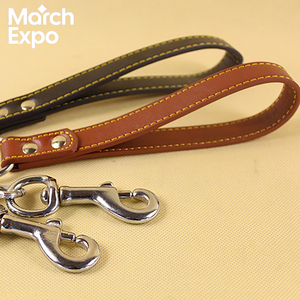 Correa de Tracción Metálica Anti-Mordidas para Perros de <span class=keywords><strong>180cm</strong></span> 120cm con Mango de Cuero Negro, Correa Táctica para Perros - Product Image 2