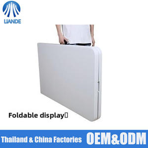 आधुनिक हल्के आयताकार प्लास्टिक फोल्डिंग डाइनिंग टेबल स्थिर hdpe टेबलटॉप वाटरप्रूफ uv-इनडोर/आउटडोर उपयोग के लिए प्रतिरोधी - Product Image 3