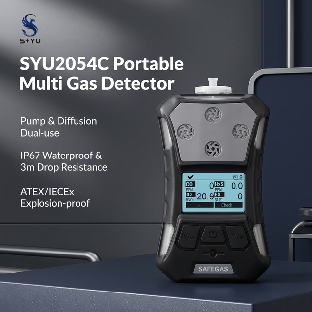 SYU2054C 4 Gas Detector LEL CO H2S O2 IP67 Waterproof Dustproof Gas Detector Alarm for Mining Real Time Gas Monitoring
