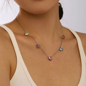 Dylam Specially Picked Fine Jewelry Colorful Link Chain Tennis <b>Necklace</b> with 925 Sterling Silver 5A Heart Shape Cubic Zirconia - Product Image 2