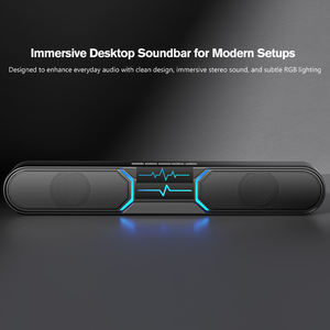 ลำโพงซาวด์บาร์บลูทูธแบบตั้งโต๊ะ พร้อมไฟ RGB เสียงสเตอริโอ ช่องต่อ USB/AUX สำหรับพีซี ทีวี แล็ปท็อป ระบบเสียงภายในบ้าน - Product Image 2