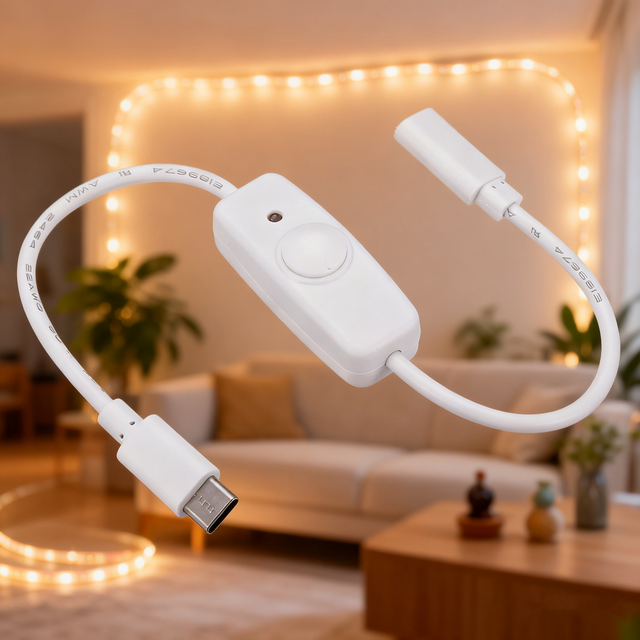Convenient USB C Extension Cable with On/Off Switch Female to Male Power Cord for LED Desk Lamps and USB Fans