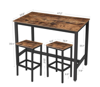 Ensemble de Table de Bar en bois, cadre métallique rustique, de style industriel et rétro, avec tabouret,