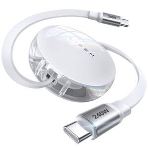 Câble de charge rétractable LISEN 2026 <span class=keywords><strong>portable</strong></span> 240W Type C, chargeur rapide, <span class=keywords><strong>cordon</strong></span> USB C, câble de données pour MacBook Air, iPad Pro, voiture, voyage - Product Image 1